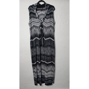 Glamour Maxi Dress 18W Polyester Spandex Black White Geometric Sleeveless Cowl
